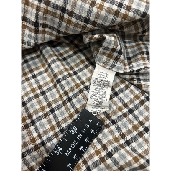 LL Bean Men’s L-Tall Brown Plaid Cotton Wrinkle Resistant Long Sleeve Shirt - Picture 10 of 11